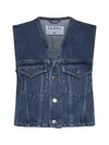 Filippa K Cropped Denim Vest In Washed Mid