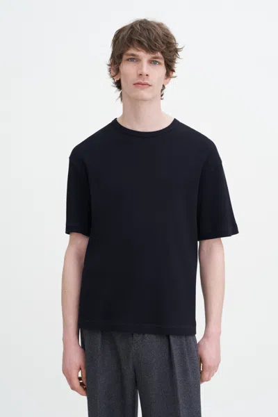 Filippa K Waffle Cotton Tee In Black