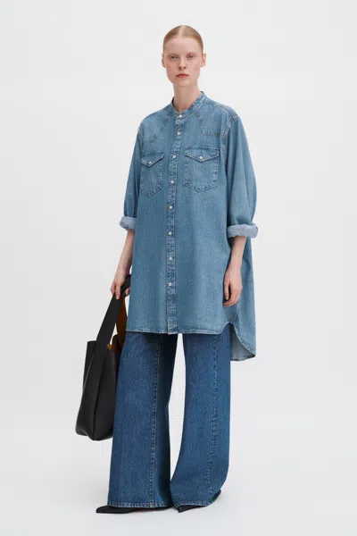 Filippa K Western Denim Shirt Dress In Blue