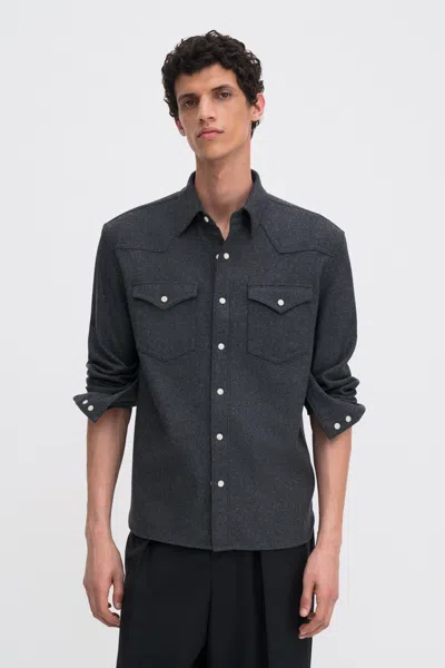 Filippa K Western Wool Shirt In Gray