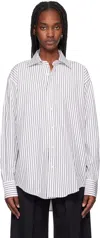 Filippa K White & Brown Classic Stripe Shirt In 0232 Coffee/white