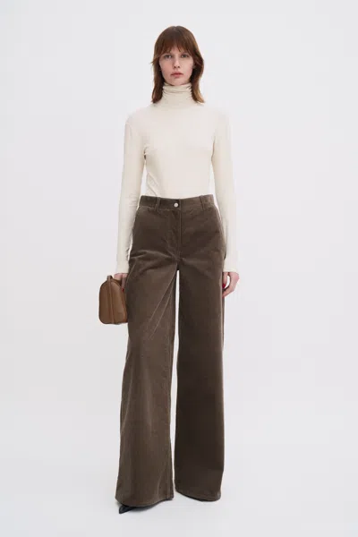 Filippa K Wide Leg Corduroy Trousers In Brown