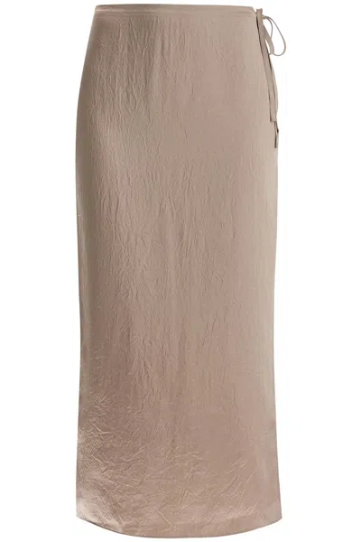 Filippa K Women's "ruffled Satin Midi Skirt With In Neutro