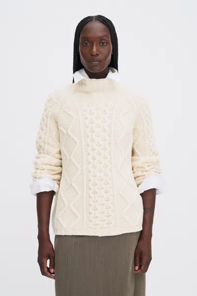 Filippa K Wool Cable Knit Sweater In White