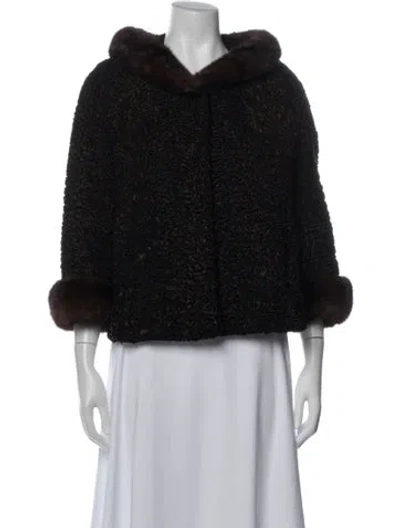 Pre-owned Filippa K Wool Fur Coat In Black