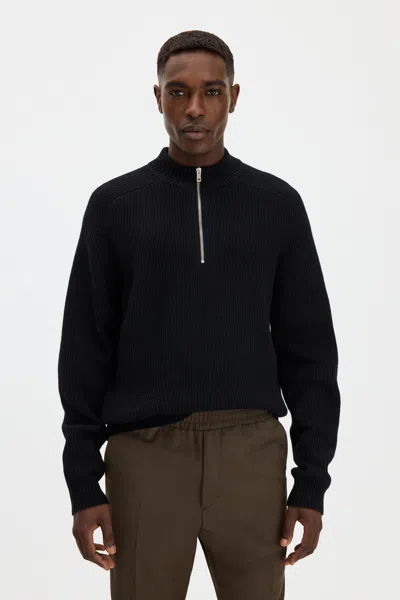 Filippa K Wool Half Zip Sweater In Black