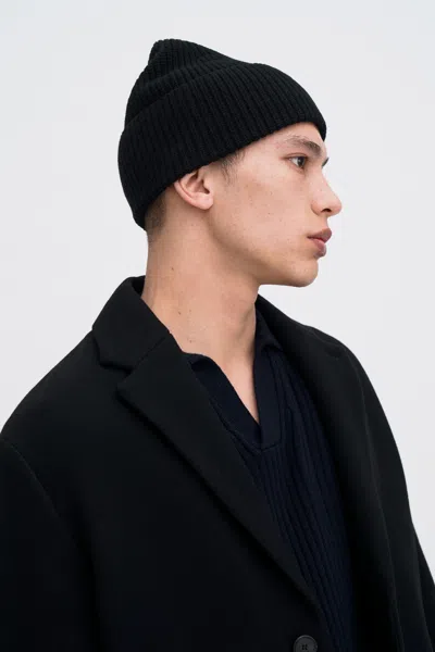 Filippa K Wool Rib Hat In Black