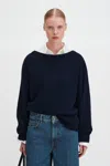 Filippa K Wool Yak Boatneck Sweater In Blue