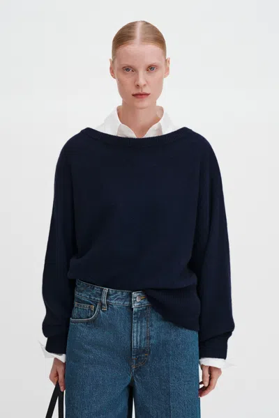 Filippa K Wool Yak Boatneck Sweater In Blue