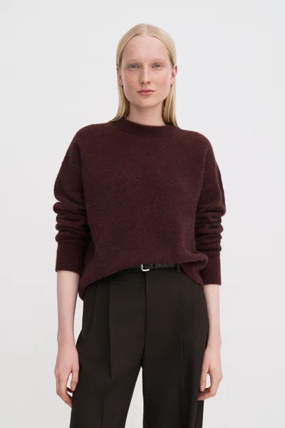 Filippa K Wool Yak Crewneck Sweater In Burgundy