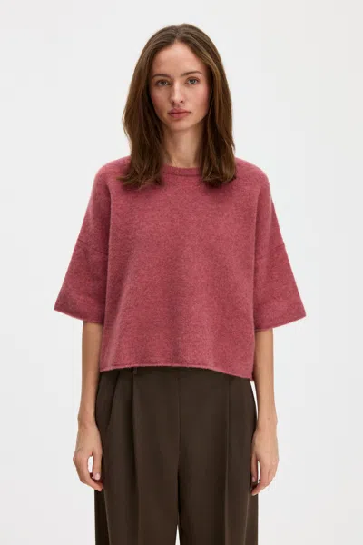 Filippa K Wool Yak Tee In Soft Raspberry