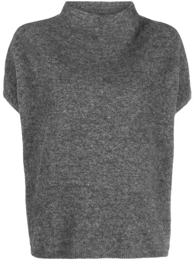 Filippa K Ximena Knitted Top In 9245 Mid Grey Melang