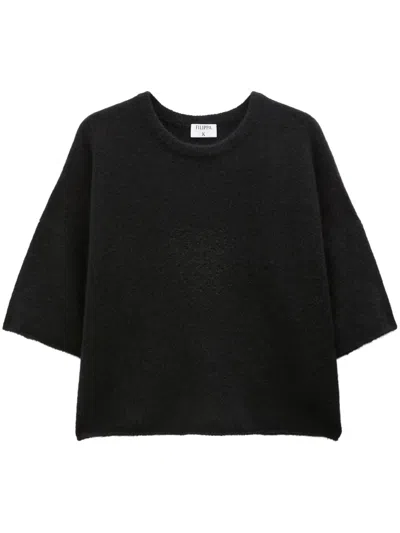 Filippa K Sweater In Brushed Wool Blend Black In Animal Print
