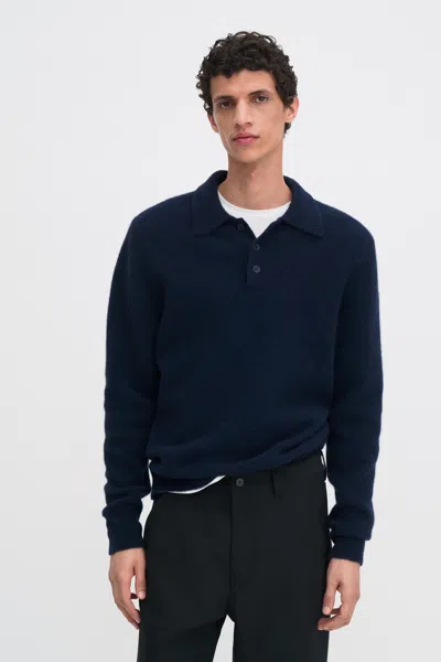 Filippa K Yak Wool Polo Sweater In Blue