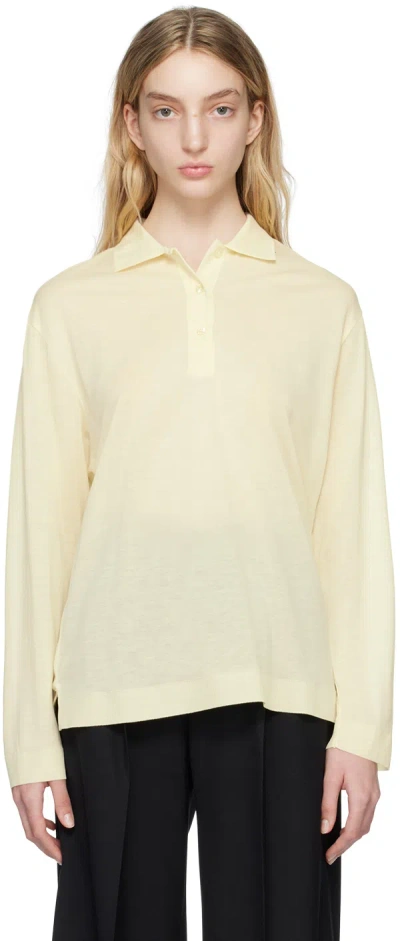 Filippa K Yellow Spread Collar Polo In 7815 Vanilla