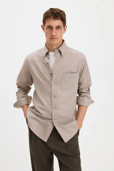 Filippa K Zack Flannel Shirt In Mid Brown