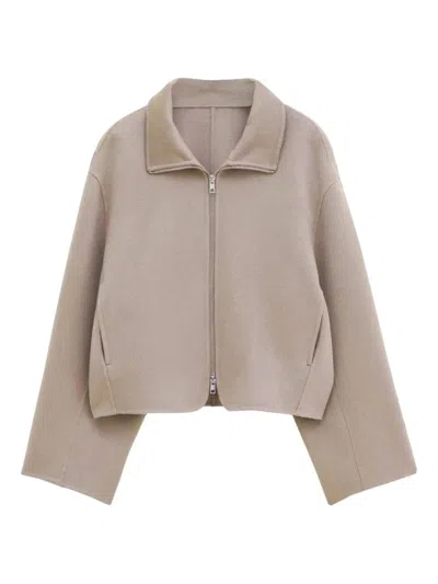 Filippa K Zip-front Cropped Jacket In Brown
