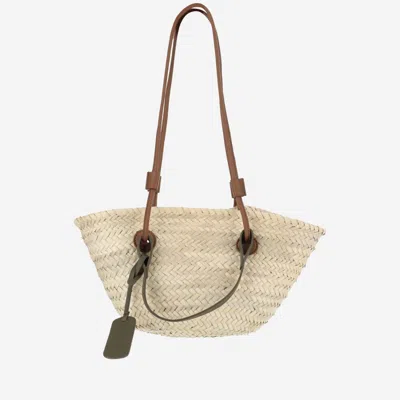 FILIPPO CATARZI BEIGE STRAW SATCHEL BAG