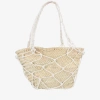 FILIPPO CATARZI STRAW AND COTTON BAG WITH LEATHER DETAILS