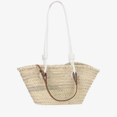 Filippo Catarzi Straw Bag With Logo In Beige