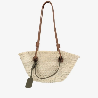 Filippo Catarzi Straw Bag With Logo In Beige