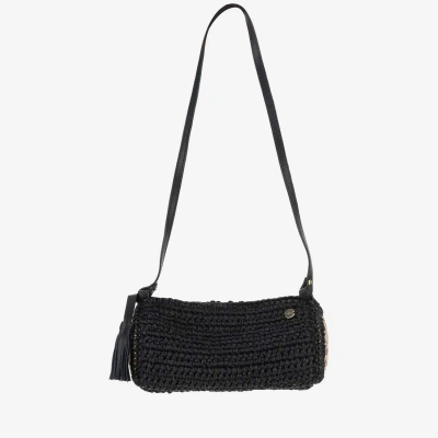 Filippo Catarzi Viscose And Straw Blend Bag In Black