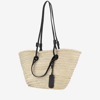 Filippo Catarzi Woven Straw With Leather Accents Tote Bag In Neutral