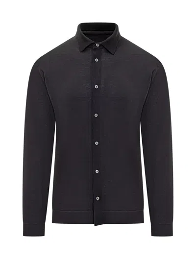 Filippo De Laurentiis Black Jersey Shirt  In Blue