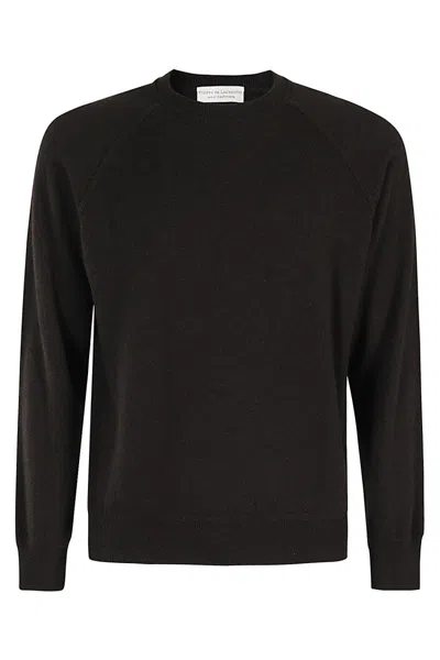 Filippo De Laurentiis Black Wool-cashmere Blend Crew Neck Jumper In Brown