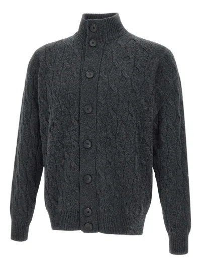 Filippo De Laurentiis Braids Buttoned Cardigan In Gray