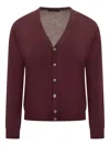 Filippo De Laurentiis Bordeaux Wool Cardigan In Red