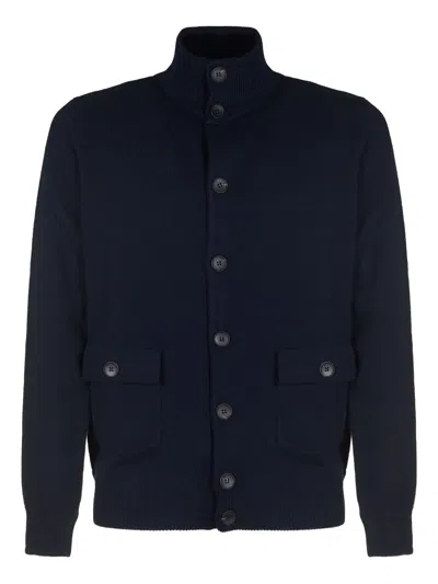 Filippo De Laurentiis Button Pocket Cardigan In Blue