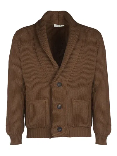 Filippo De Laurentiis Button Ribbed Cardigan In Brown