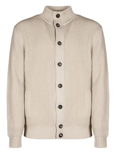 Filippo De Laurentiis Button Ribbed Cardigans In Neutral