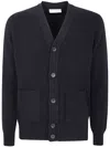 Filippo De Laurentiis Ribbed Horn-button Cardigan In Blue