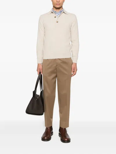 Filippo De Laurentiis Buttoned Collared Polo Shirt In Neutral