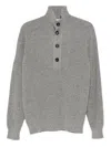 Filippo De Laurentiis Buttoned Funnel-neck Sweater In Gray