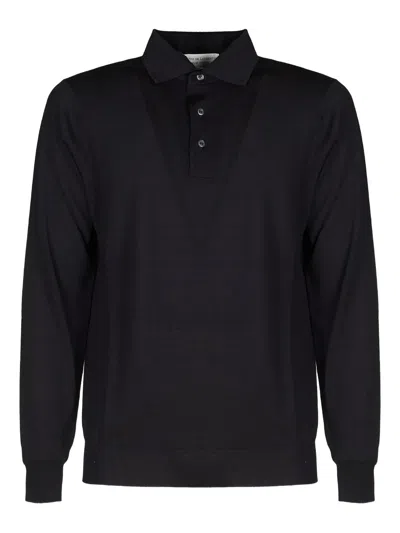 Filippo De Laurentiis Buttoned Long-sleeved Polo Shirt In Black