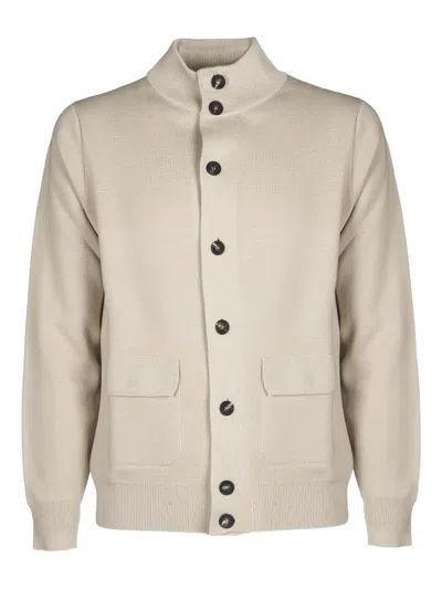 Filippo De Laurentiis Buttoned Pocketed Cardigan In Neutral
