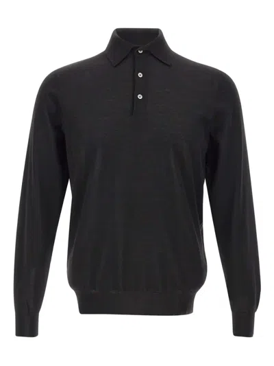 Filippo De Laurentiis Long Sleeves Polo Shirt In Black