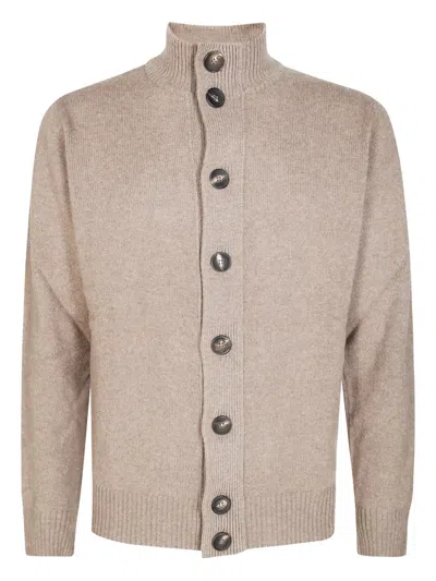Filippo De Laurentiis Buttoned Turtleneck Cardigan In Brown