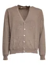 Filippo De Laurentiis Buttoned V-neck Cardigan In Brown