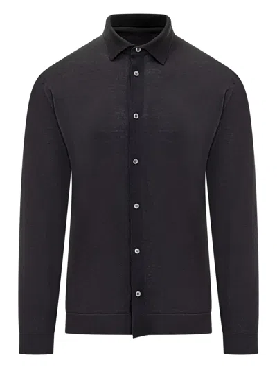 Filippo De Laurentiis Buttoned Wool Cardigan In Black