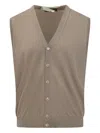 Filippo De Laurentiis Beige Wool Vest With Buttons In Brown