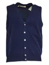 Filippo De Laurentiis Buttoned Wool Waistcoat In Blue