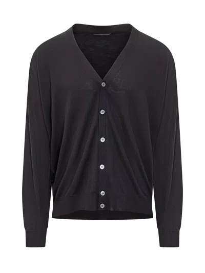 Filippo De Laurentiis Button-front Wool Cardigan In Black