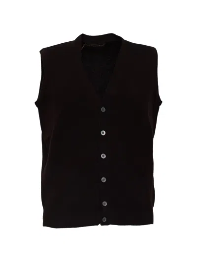 Filippo De Laurentiis Button-up V-neck Cardigan In Brown