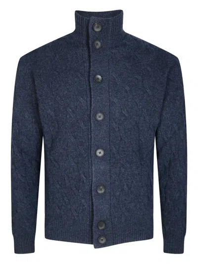 Filippo De Laurentiis Cable-knit Buttoned Cardigan In Blue