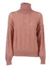 Filippo De Laurentiis Cable-knit Turtleneck Sweater In Pink