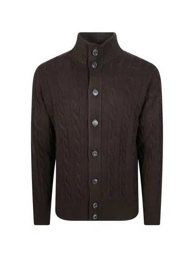 Filippo De Laurentiis Cable-knit Button-up Cardigan In Animal Print